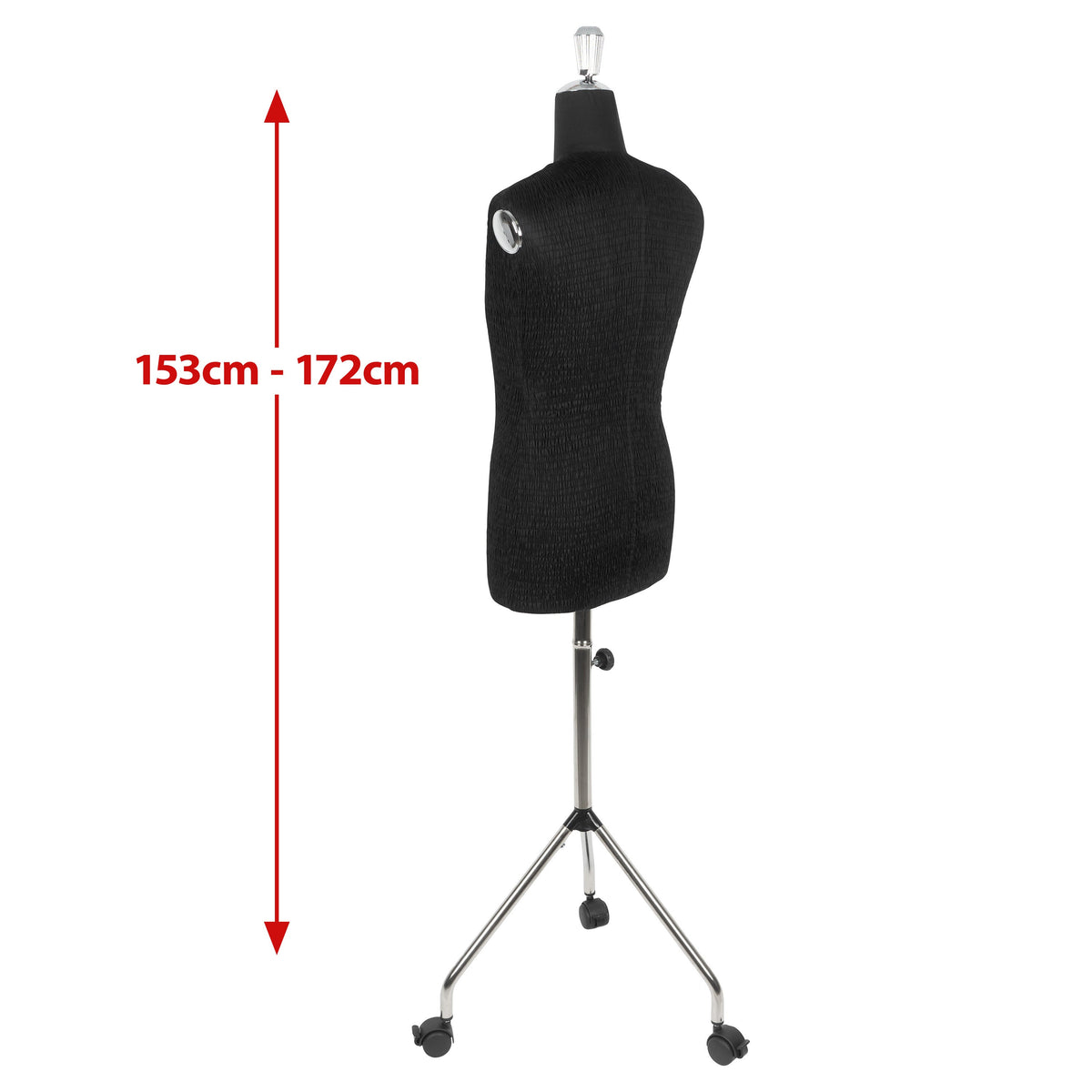 Fabma Schneiderpuppe/Schneiderbüste Herren / mit Rollen (männlich / Plus-Size-Größe 42 - 54 / schwarz / verstellbar)
