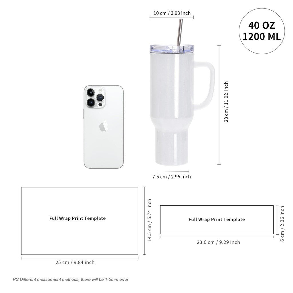 Edelstahl-Becher mit Strohhalm (1200 ml / weiß / für Sublimationsdrucke geeignet)