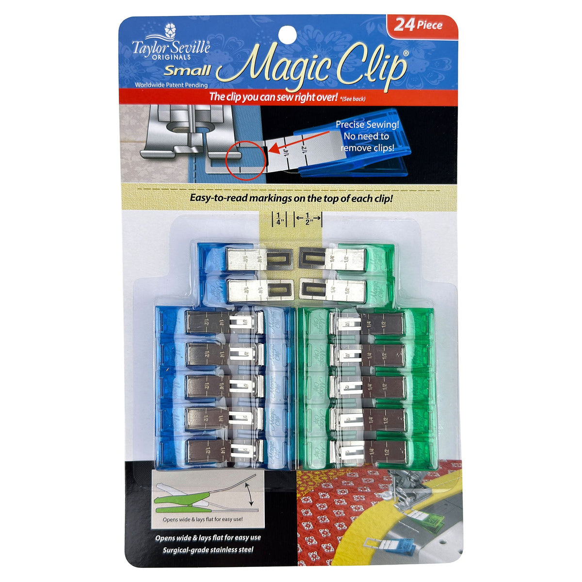 Taylor Seville Stoffklammern Magic Clips Small (24er Pack) Nähklammern, Nähclips, übernähbar!
