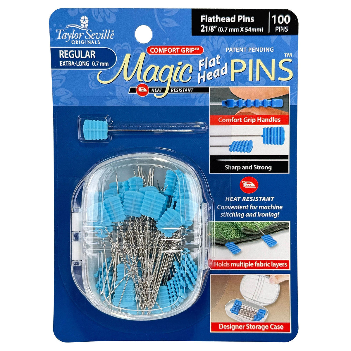Taylor Seville Magic Pins Flathead REGULAR - Quiltingstecknadeln  (100er Pack)