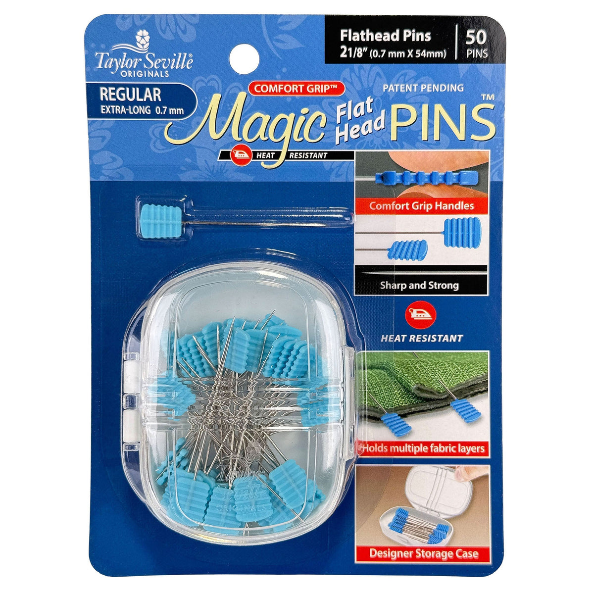Taylor Seville Magic Pins Flathead REGULAR - Quiltingstecknadeln  (50er Pack)