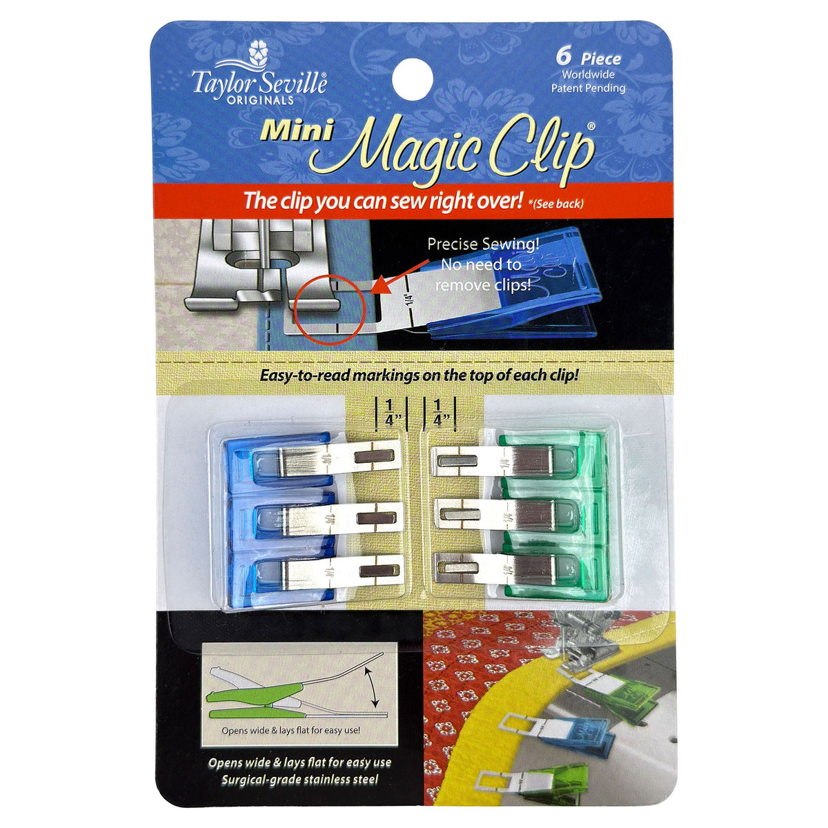 Taylor Seville Stoffklammern Magic Clips Mini (6er Pack) Nähklammern, Nähclips, übernähbar!