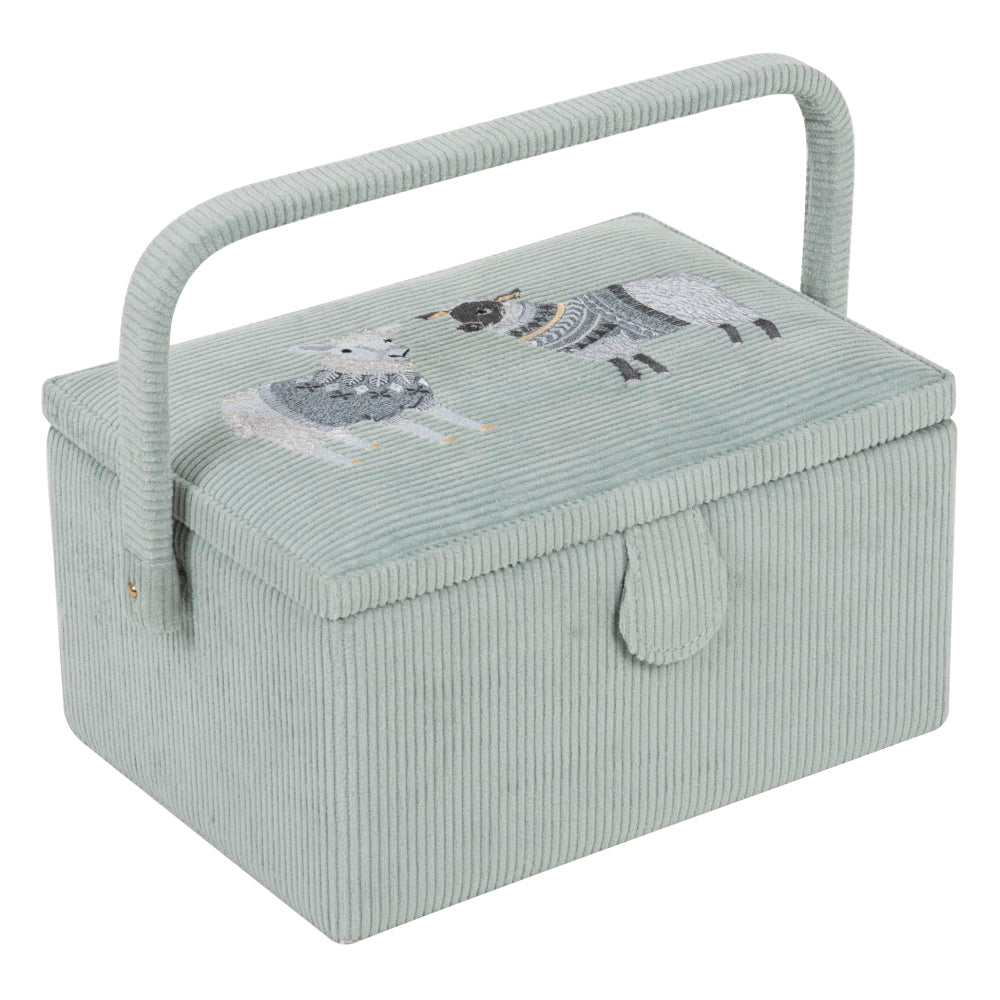 Nähkorb von Hobby Gift Schafe mit Pulli (bestickt / M / L 25,5 x T 18,5 x H 14,5 cm)