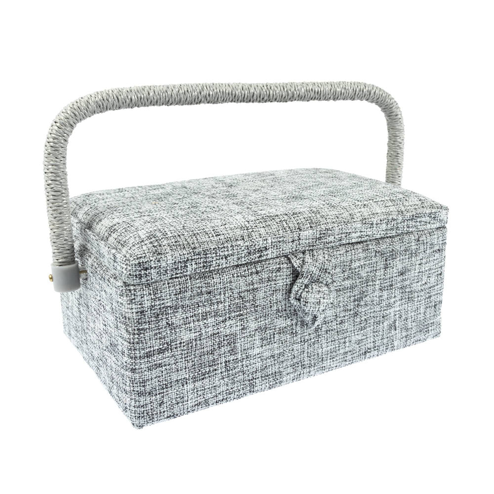 Nähkorb von Hobby Gift mit Stoffbezug grau (S / L 23 x T 15 x H 11 cm)