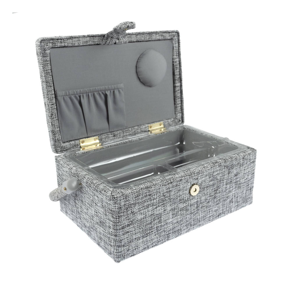 Nähkorb von Hobby Gift mit Stoffbezug grau (S / L 23 x T 15 x H 11 cm)