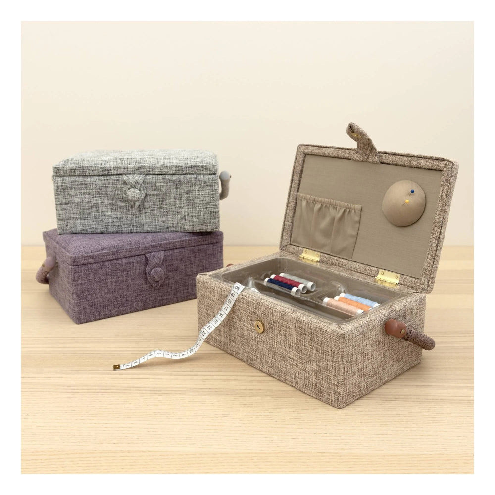 Nähkorb von Hobby Gift mit Stoffbezug grau (S / L 23 x T 15 x H 11 cm)