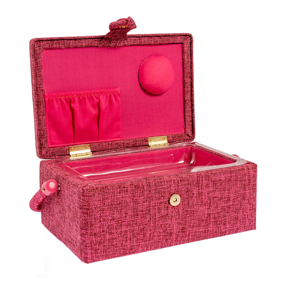 Nähkorb von Hobby Gift mit Stoffbezug pink (S / L 23 x T 15 x H 11 cm)