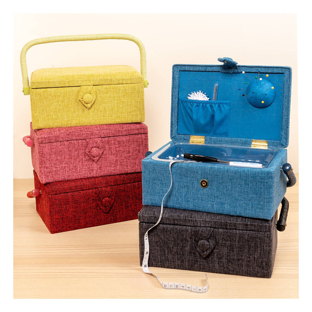 Nähkorb von Hobby Gift mit Stoffbezug blau (S / L 23 x T 15 x H 11 cm)
