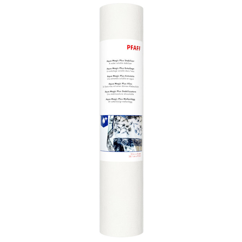 Pfaff Aqua Magic Plus Stabilizer (38,1 x 914 cm / wasserlösliches Stickvlies mit Klebeschicht)
