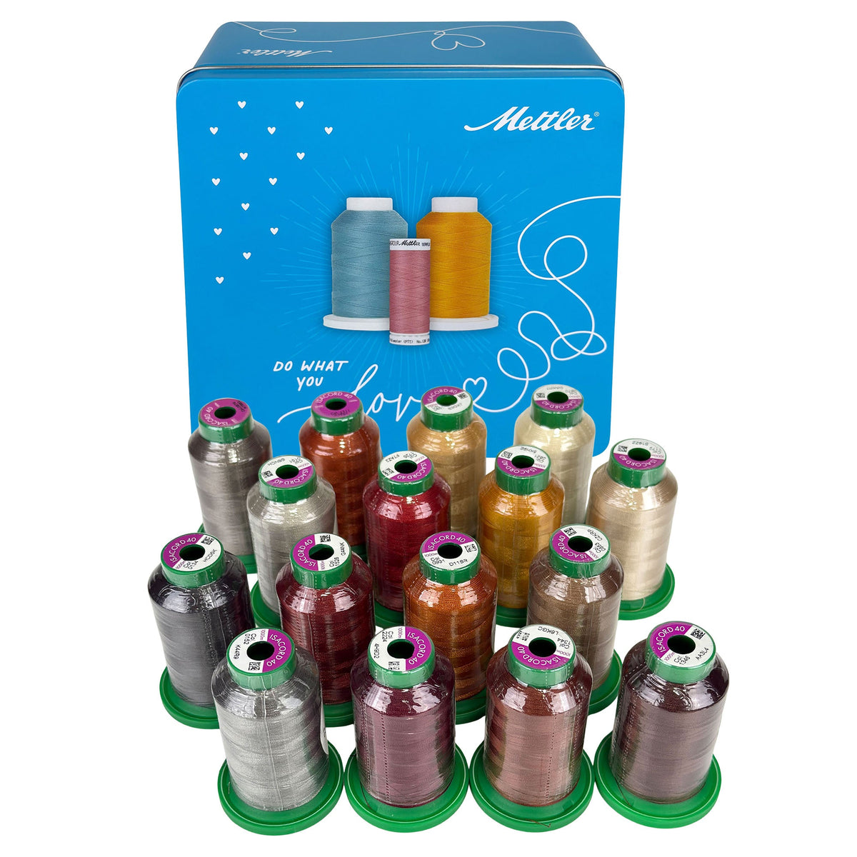 Amann Mettler Garndose Isacord (Farbe beige, braun, rost, grau / 1000 m / 16 Konen / Stickgarn)