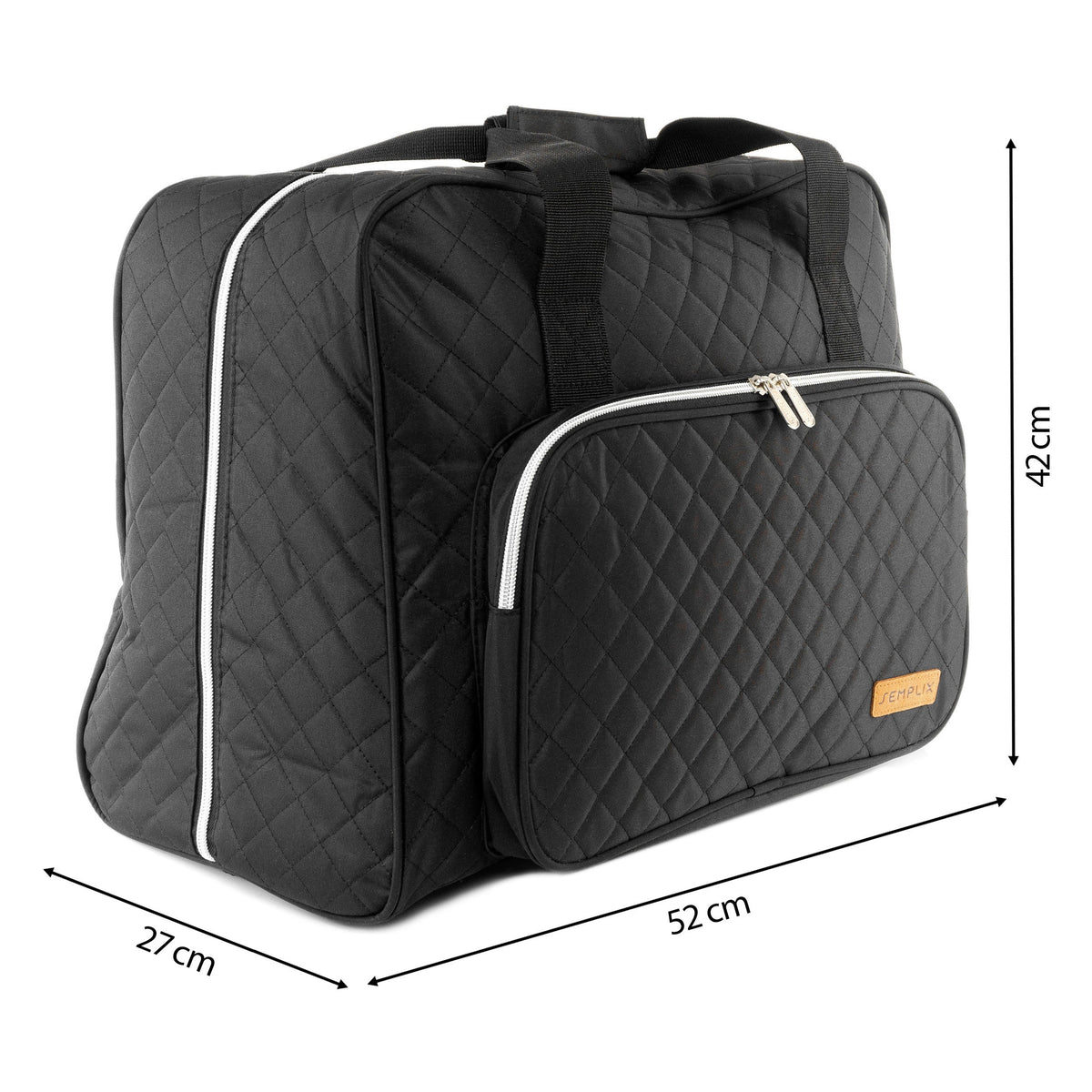 Semplix Nähmaschinentasche XL Quilting (schwarz / Reißverschluss silber)