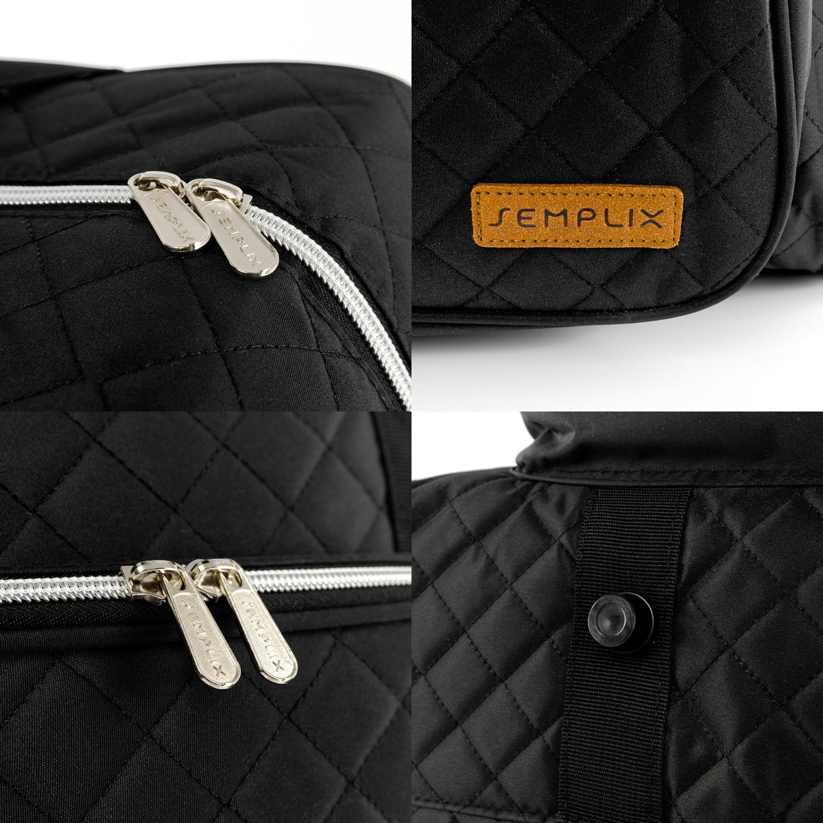 Semplix Nähmaschinentasche XL Quilting (schwarz / Reißverschluss silber)