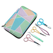 Famore Stick-Scherenset bunt mit Etui (4 Spezialscheren + Pinzette)