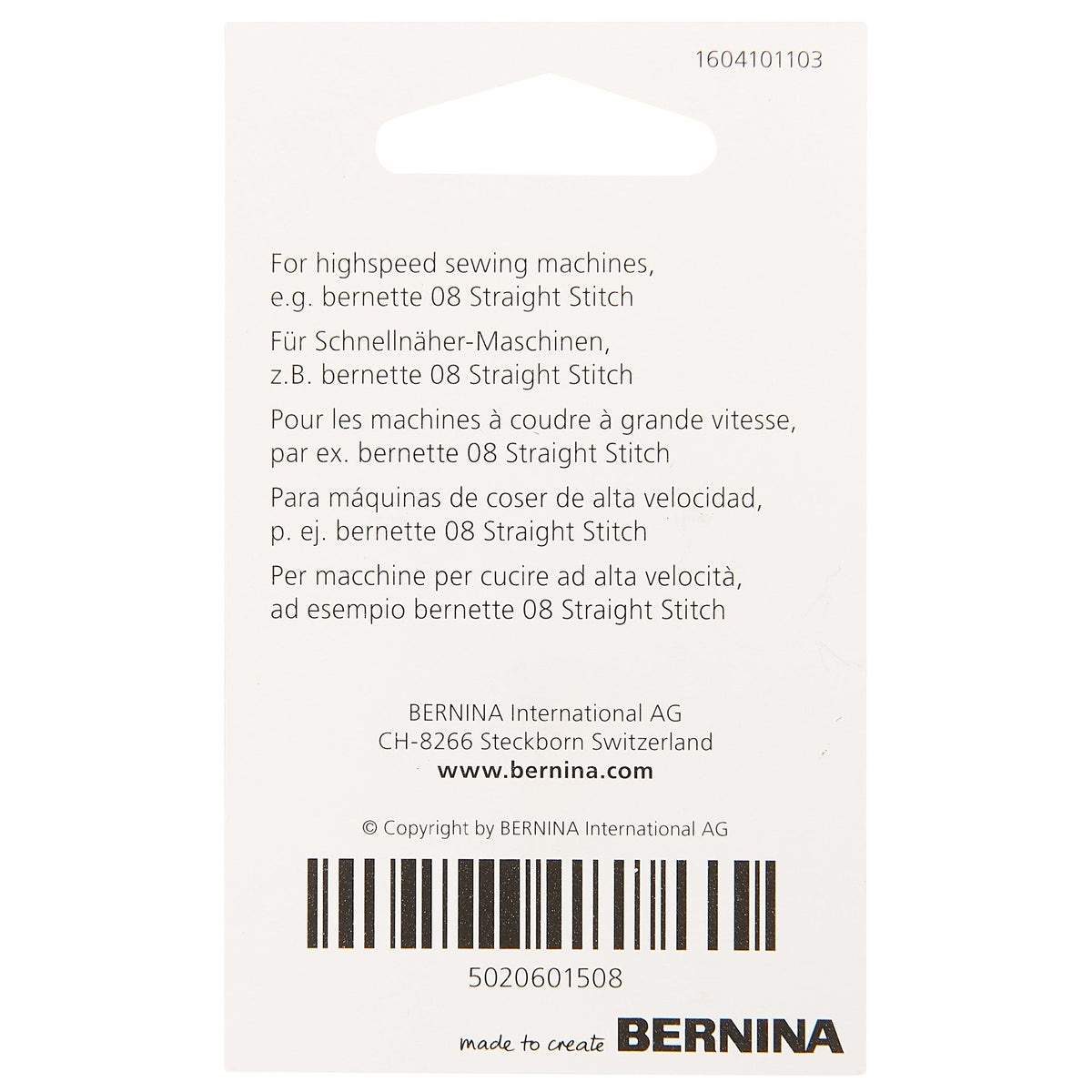 Bernina Schnellnäher Nadeln / Stärke 75 / 5 Nadeln / für B08 Straight Stitch