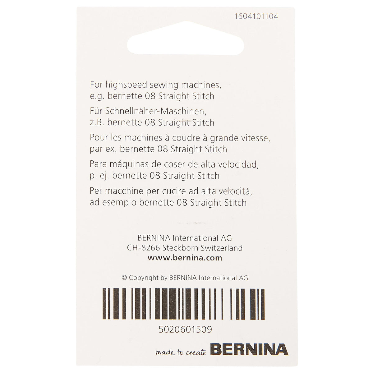 Bernina Schnellnäher Nadeln / Stärke 90 / 5 Nadeln / für B08 Straight Stitch