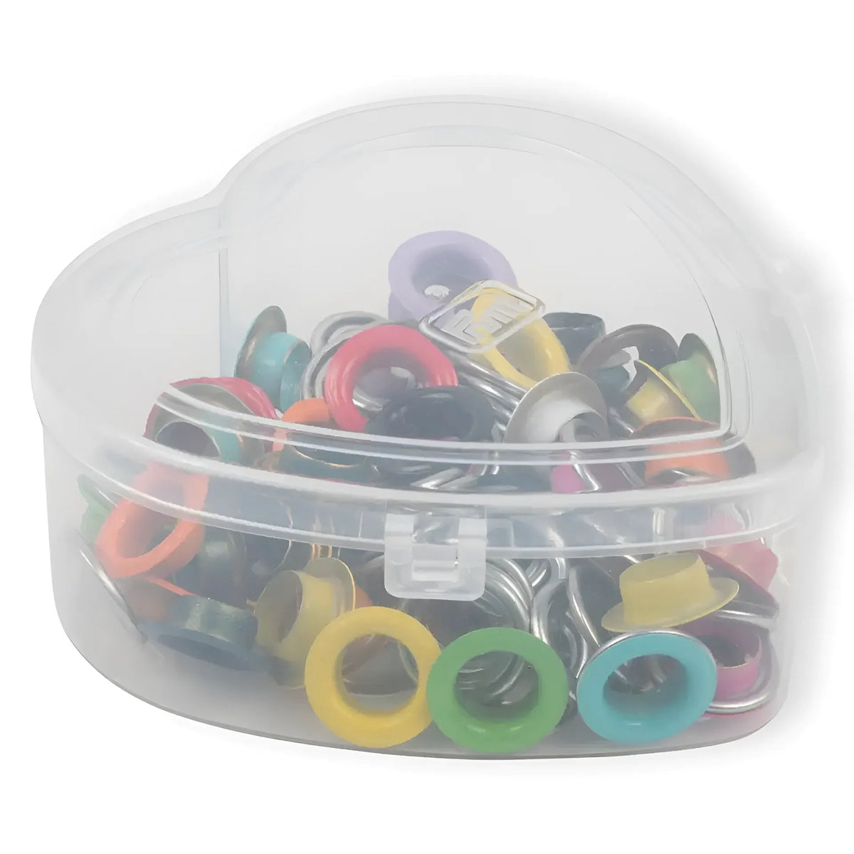Prym Ösen mit Scheiben in Herzbox (11 mm/ bunt/ 55 St.)