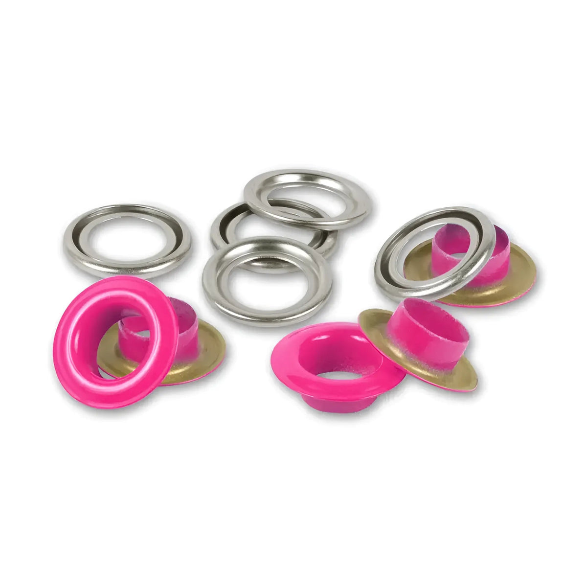 Prym Ösen mit Scheiben (8 mm/ pink-silberfarbig/ 32 St.)