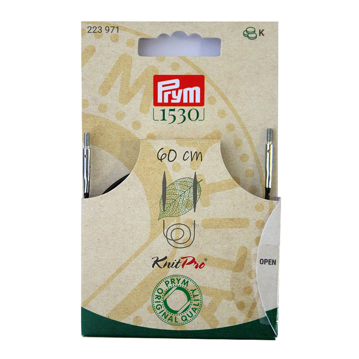 Prym Natural Kunststoffseil 60 cm (360° drehbare Endstücke / austauschbare Nadelspitzen)