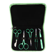 Semplix Scheren-Set (grün-metallic / 5-teilig / mit Etui)