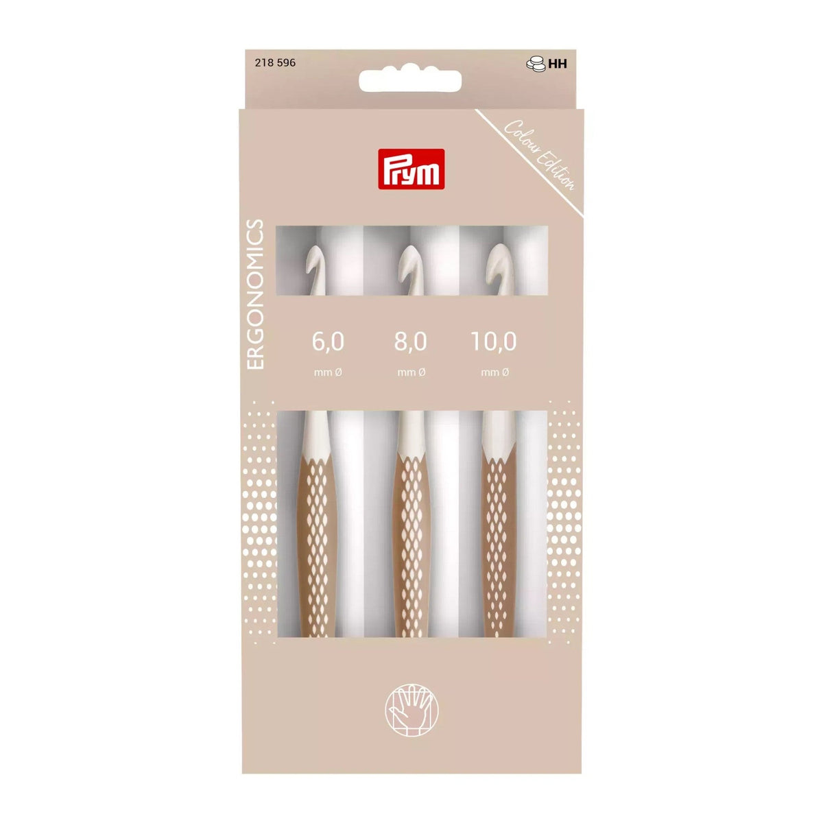 Prym Wollhäkelnadel-Set Ergonomics, Stärke 6/8/10 mm, taupe