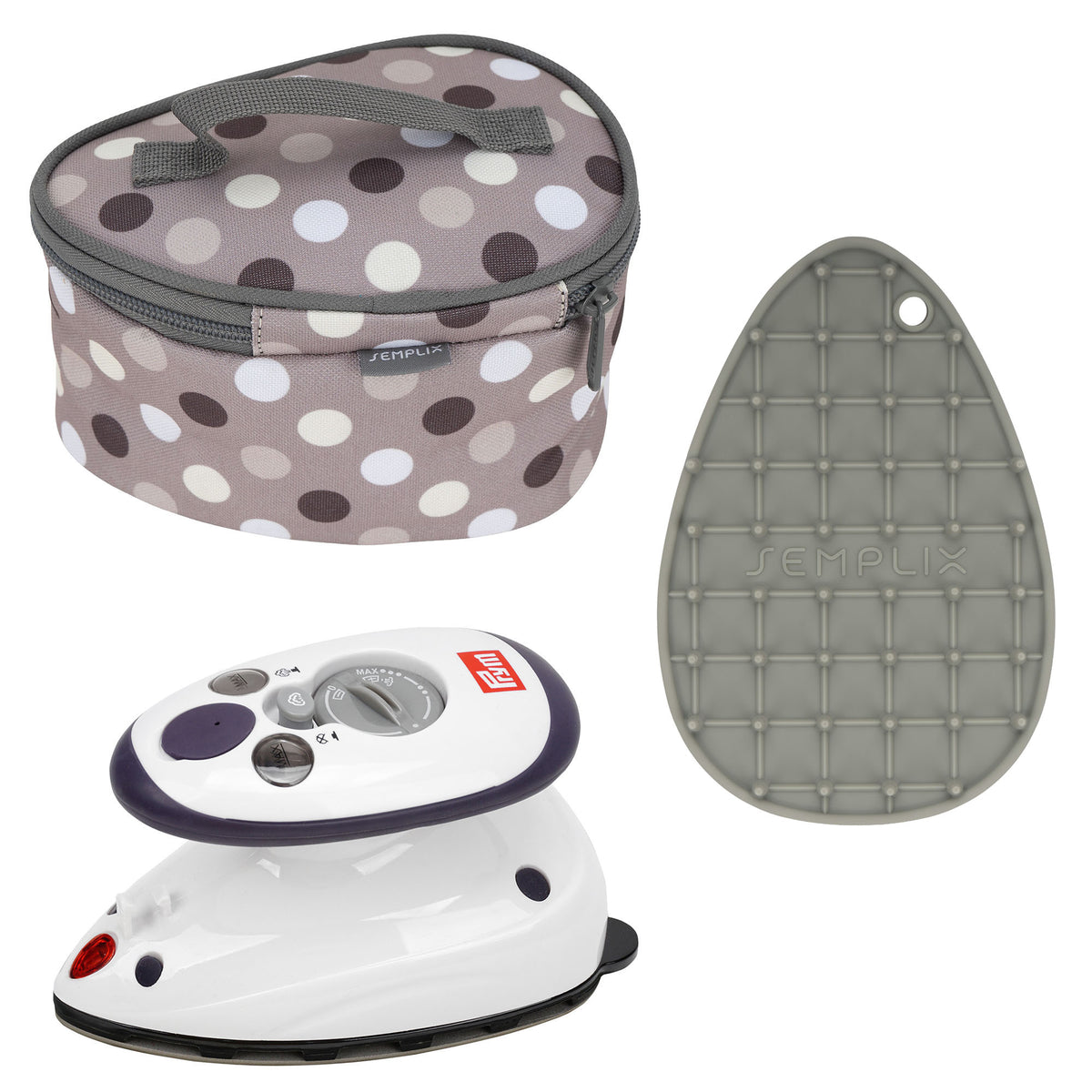 Semplix Mini-Dampfbügeleisen-Set Polka Dots gray-stone/grau