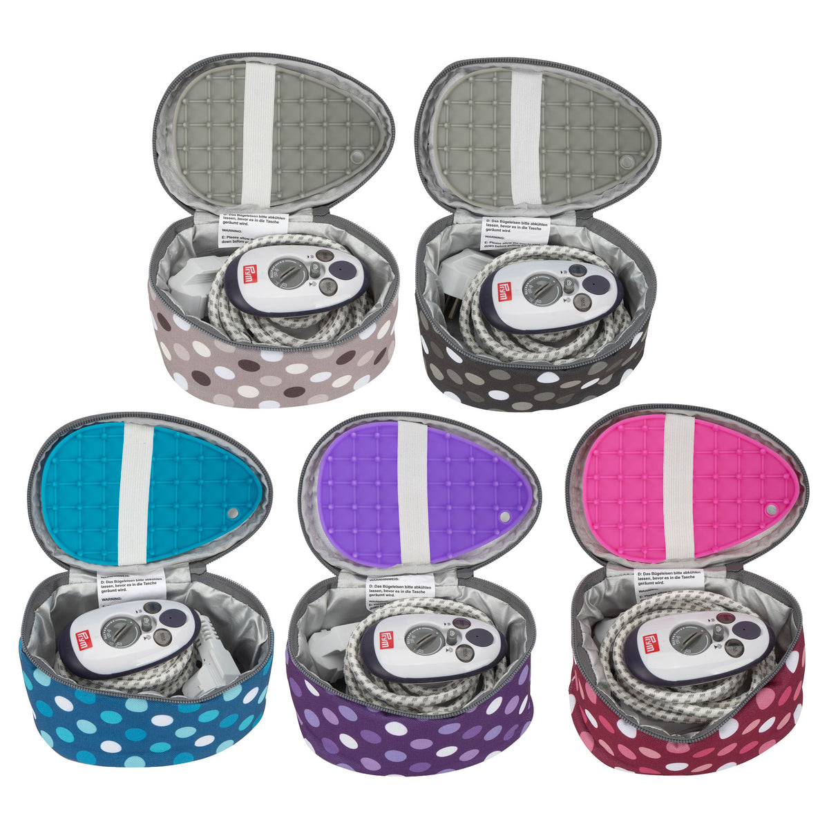 Semplix Mini-Dampfbügeleisen-Set Polka Dots anthrazit/grau