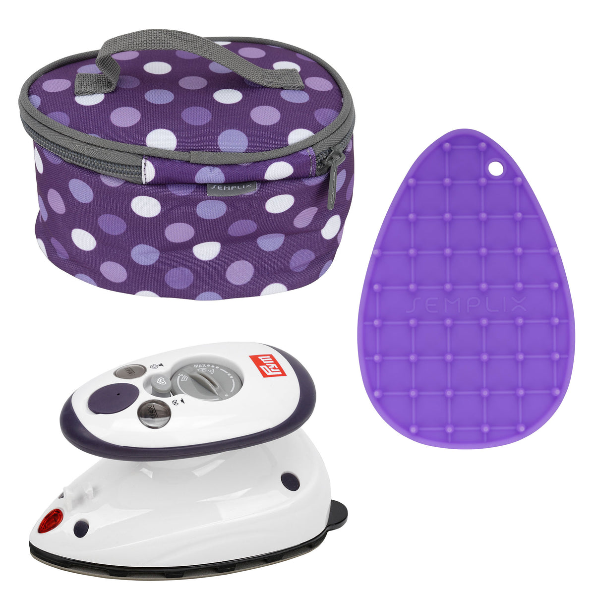 Semplix Mini-Dampfbügeleisen-Set Polka Dots purple/lila