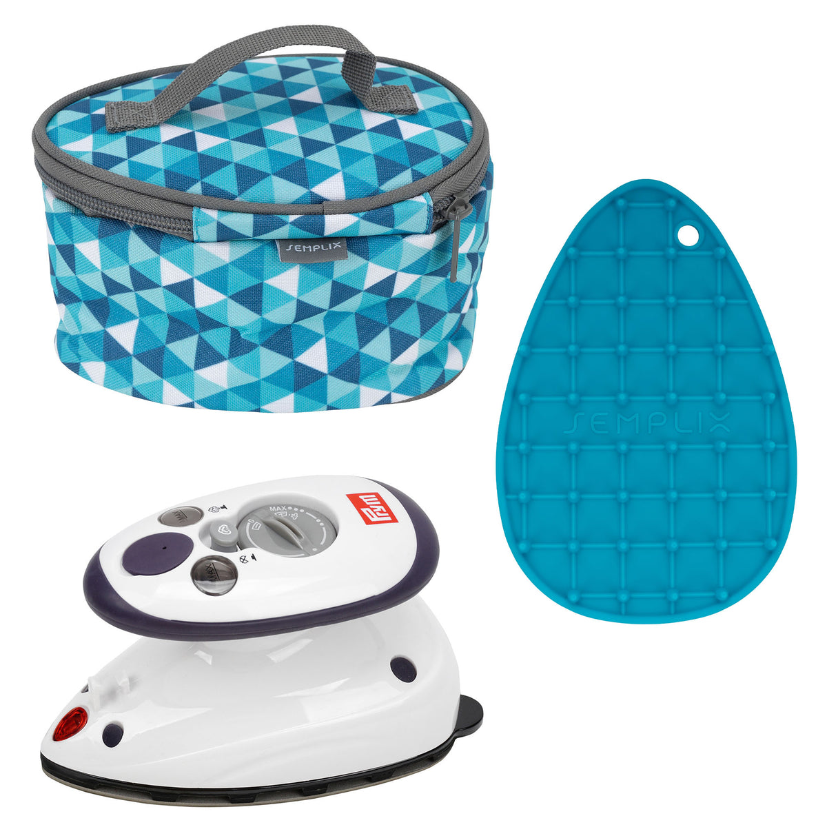 Semplix Mini-Dampfbügeleisen-Set Diamond petrol/türkis