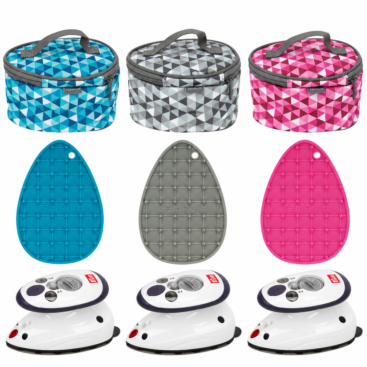 Semplix Mini-Dampfbügeleisen-Set Diamond petrol/türkis