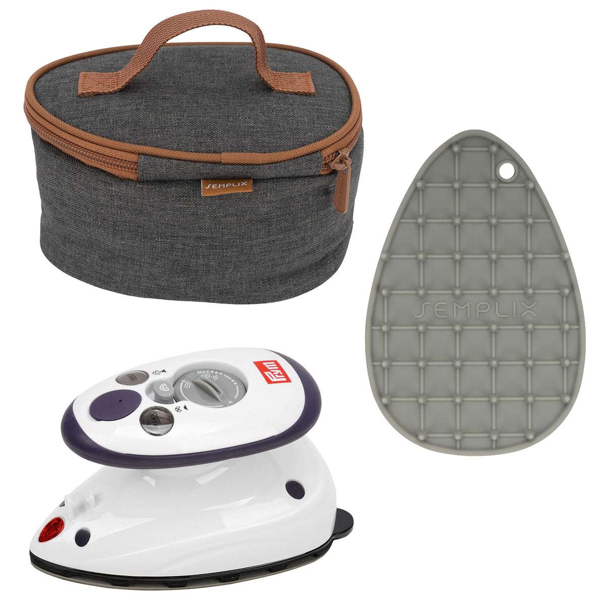Semplix Mini-Dampfbügeleisen-Set anthrazit/braun/grau
