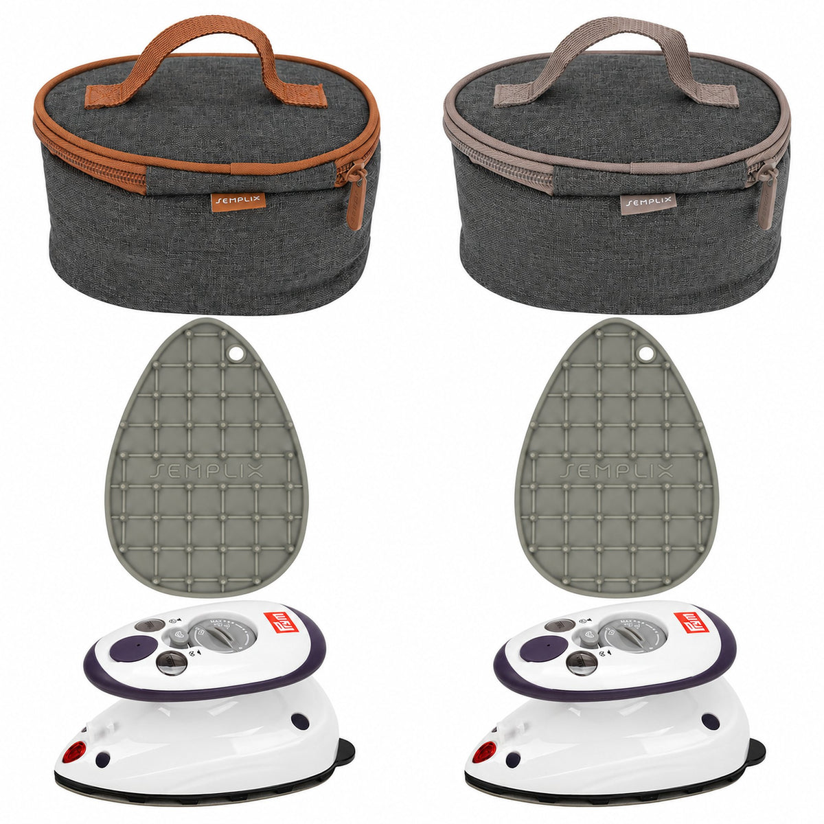 Semplix Mini-Dampfbügeleisen-Set anthrazit/braun/grau