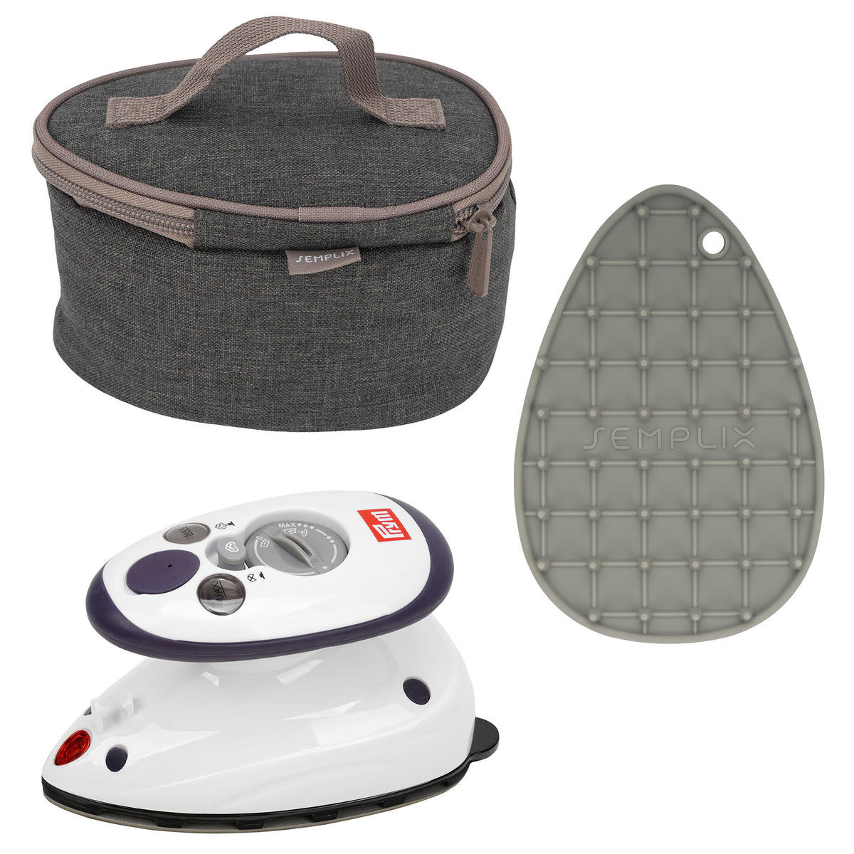 Semplix Mini-Dampfbügeleisen-Set anthrazti/grau