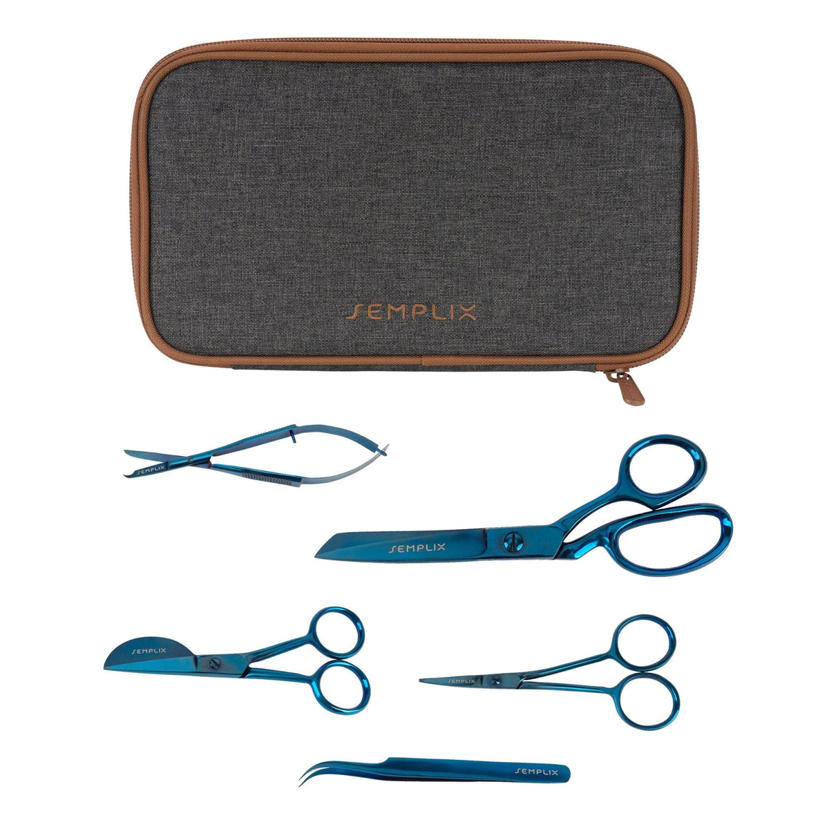 Semplix Aufbewahrungstasche mit Scheren-Set anthrazit/braun