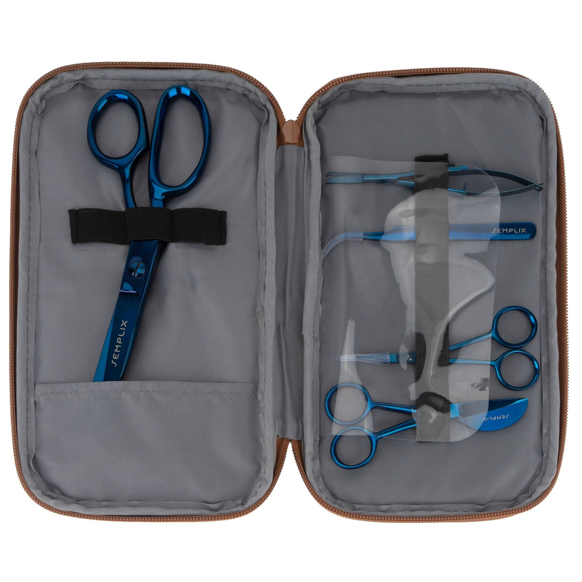 Semplix Aufbewahrungstasche mit Scheren-Set anthrazit/braun