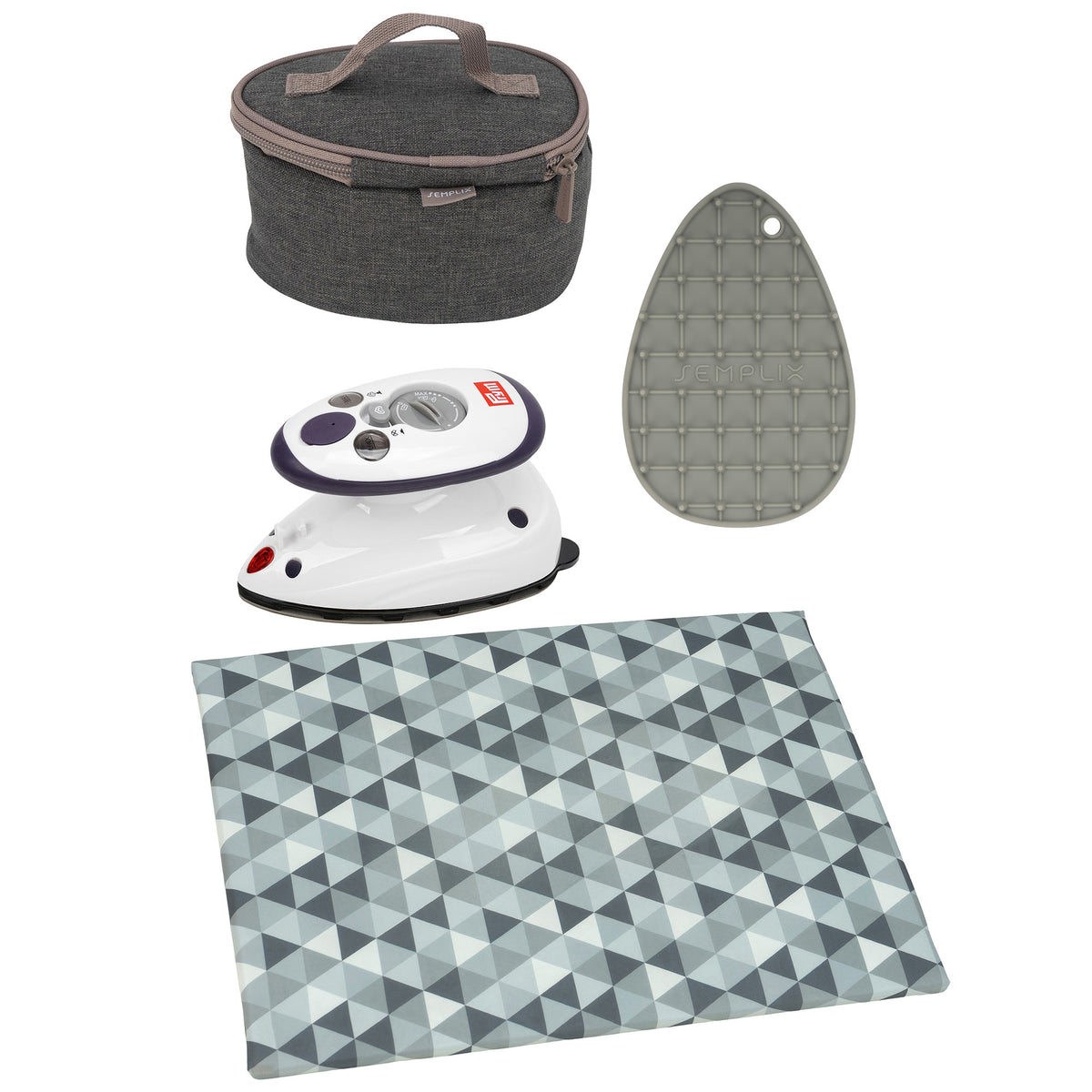Semplix Mini-Bügeleisen Set + Unterlage Uni anthrazit/grau