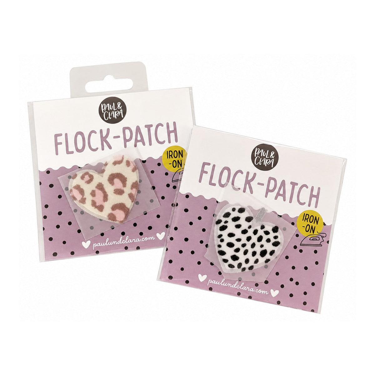 Paul und Clara Iron-On Flock-Patch Herz zum Aufbügeln