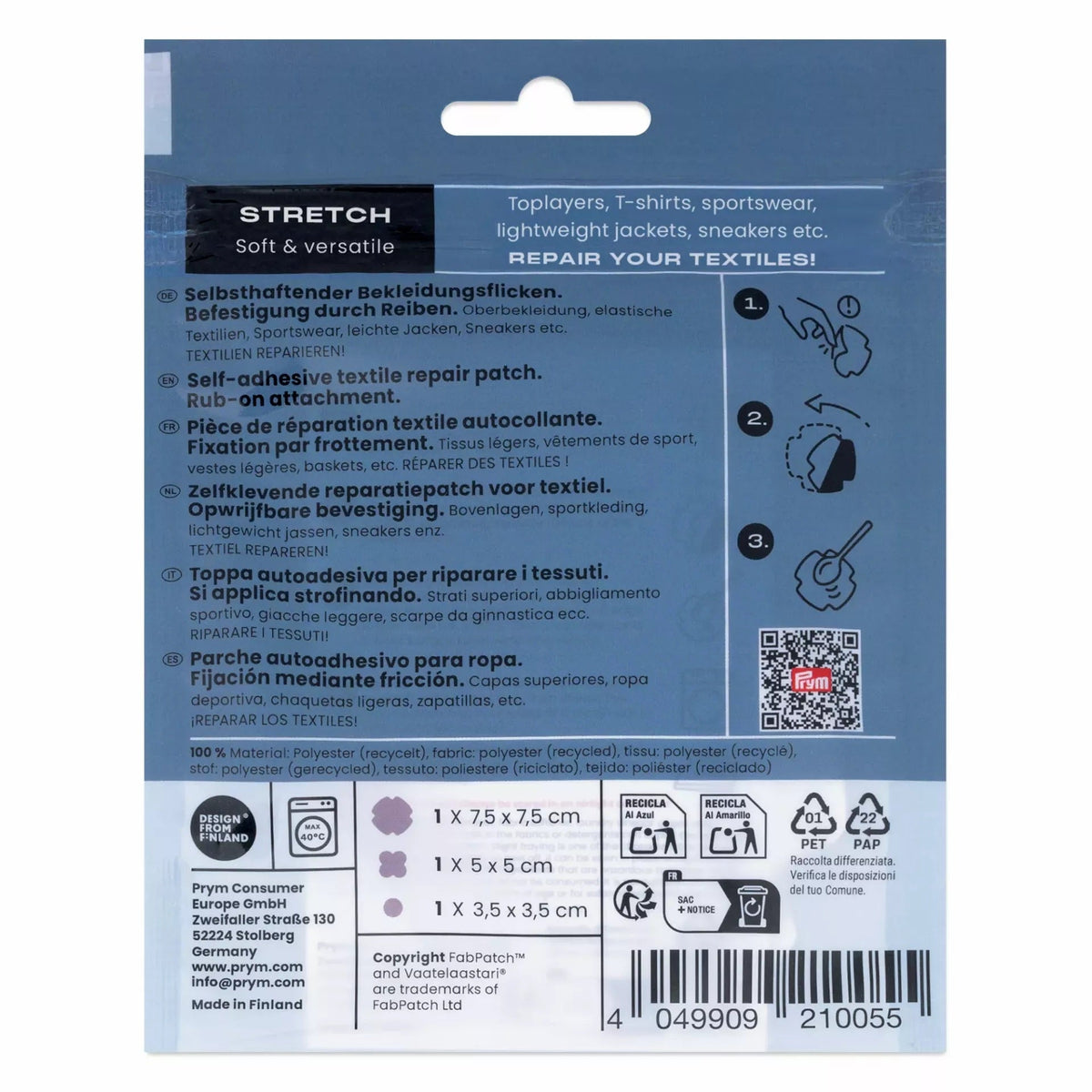 Prym Rub-On Patch STRETCH (3 Stück / verschiedene Farben)