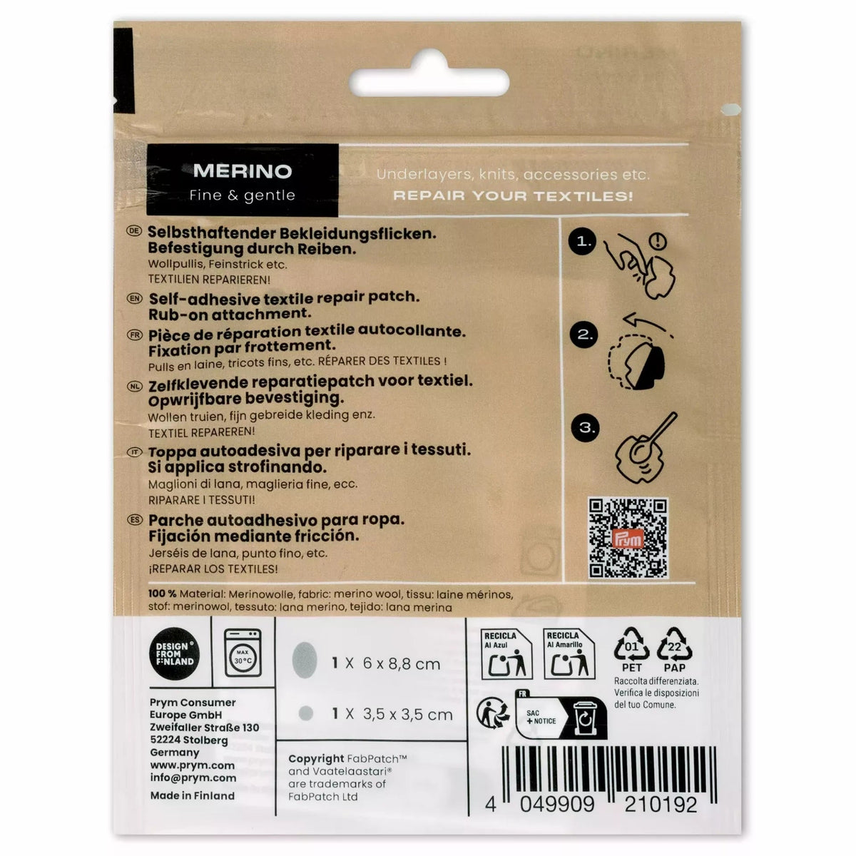 Prym Rub-On Patch MERINO (2 Stück / verschiedene Farben)