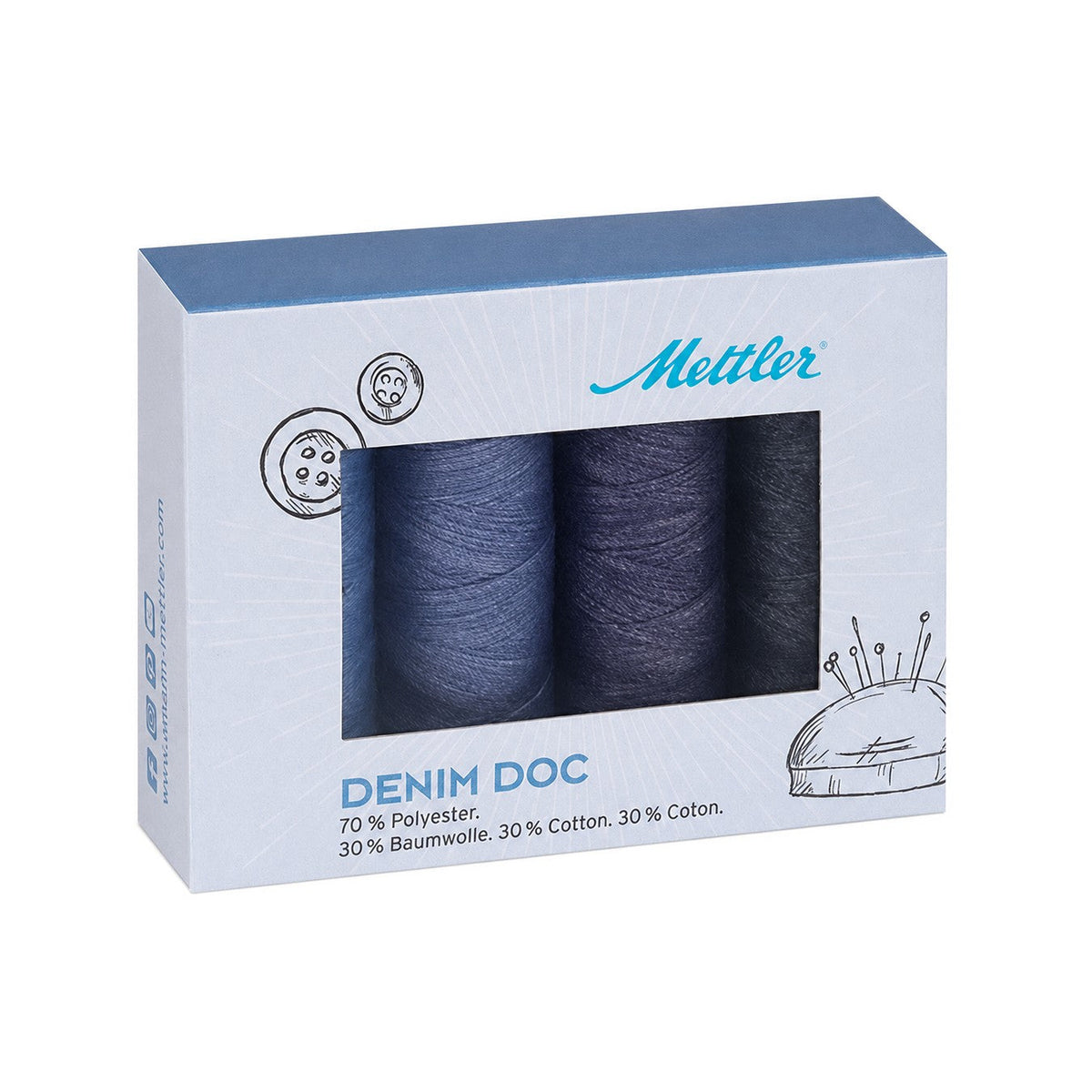 Amann-Mettler Denim Doc Washed 4er Kit Näh- und Stickgarn (100 m)