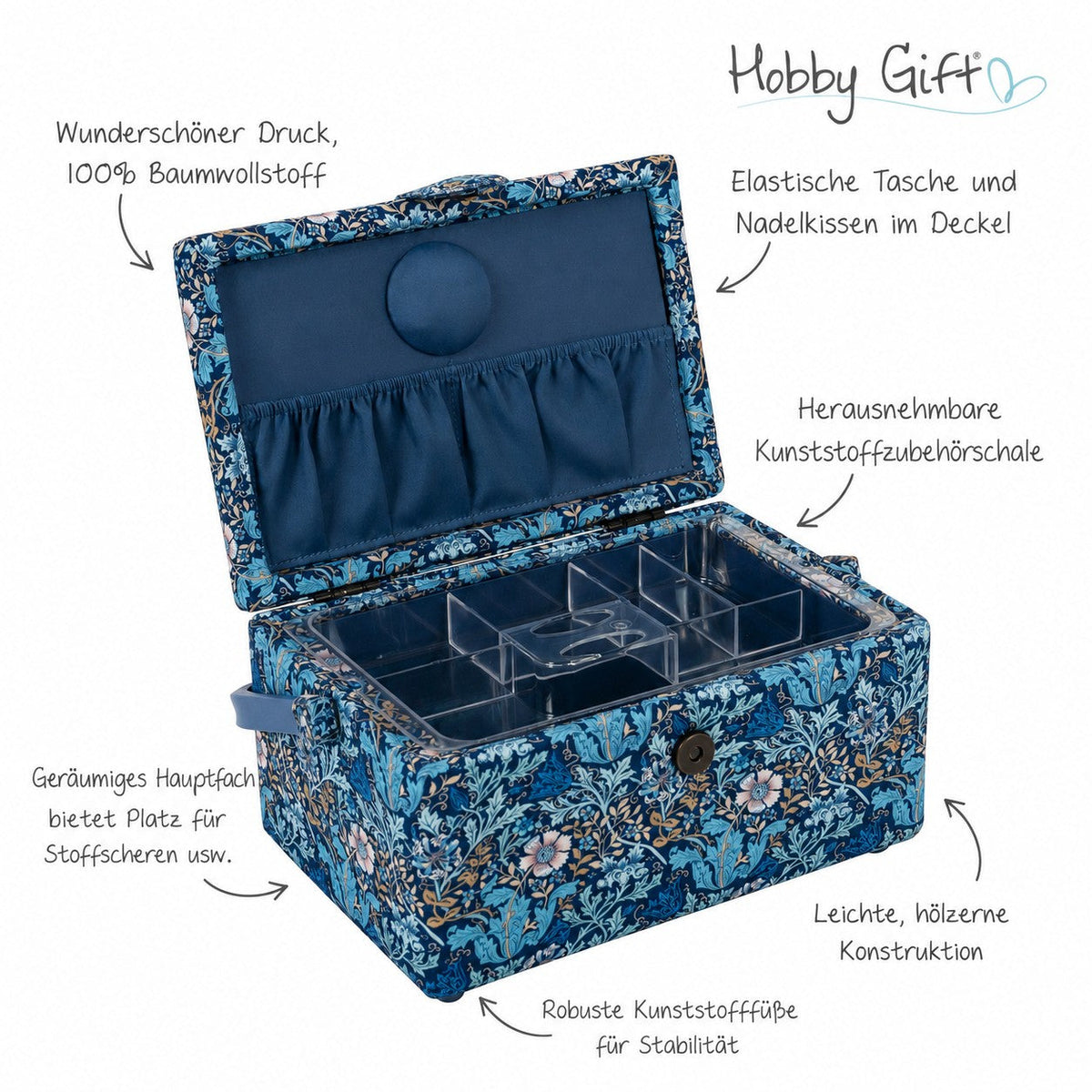 Nähkorb von Hobby Gift Floral (M / 17,8 x 24,5 x 14,5 cm)