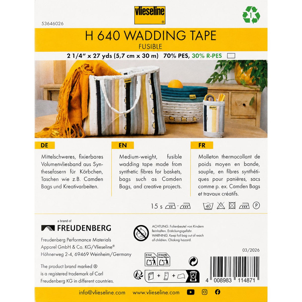Vlieseline H640 Wadding Tape (30 m)