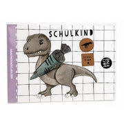 Paul und Clara Bügelbild Dino Rex Schulkind