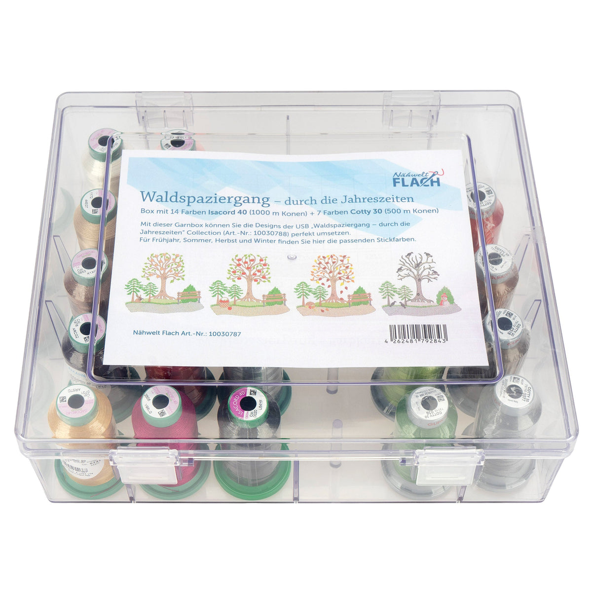 Stickgarn-Box Waldspaziergang (14 Farben Isacord 40 a 1000 m + 7 Farben Cotty 30 a 500 m)