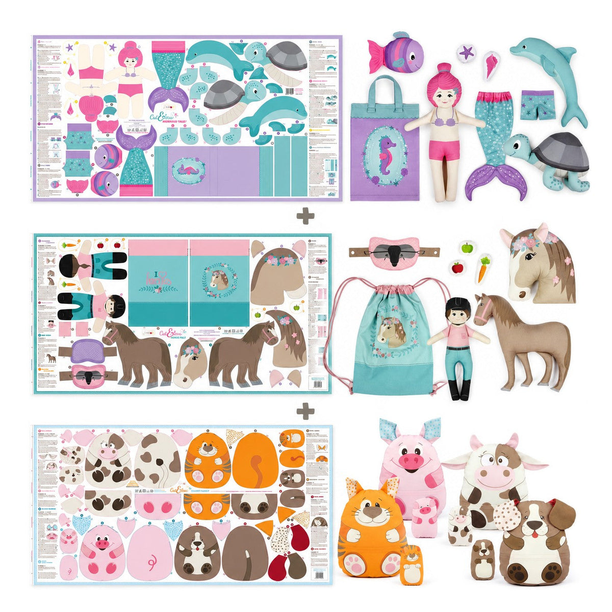Kullaloo Cut & Sew Panel 3er Set - UnderwaterTales - HorseLove - Happy Farm