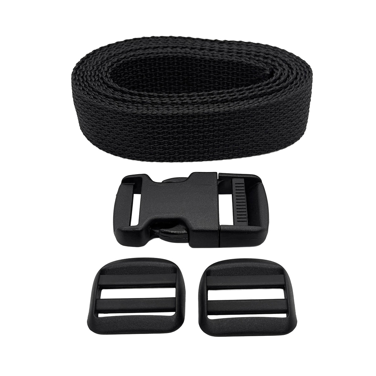 Trägerband mit Schnallenset für Rucksack (3 cm x 2,5 m / schwarz)