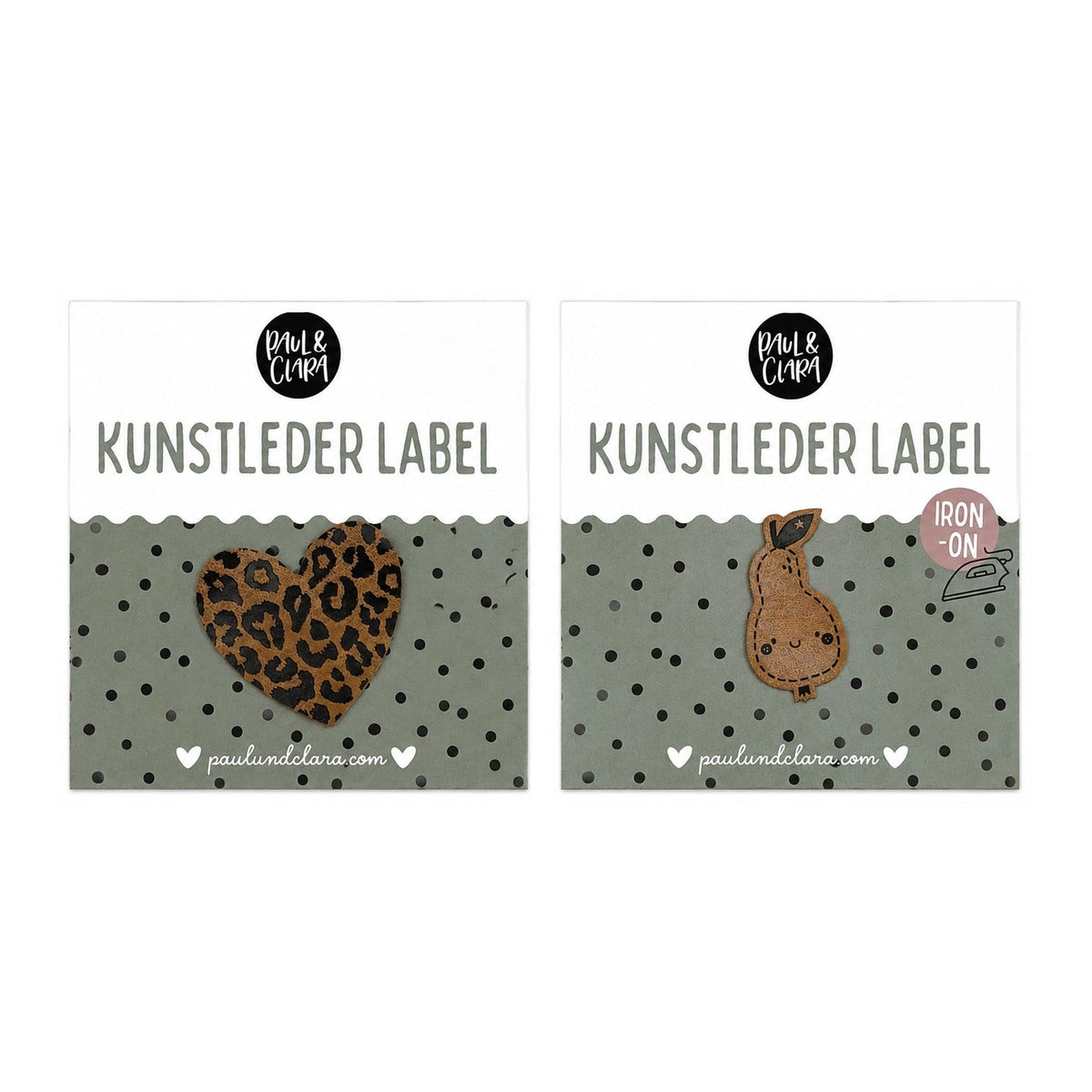 Paul und Clara Kunstlederlabel (Iron-On / verschiedene Designs)