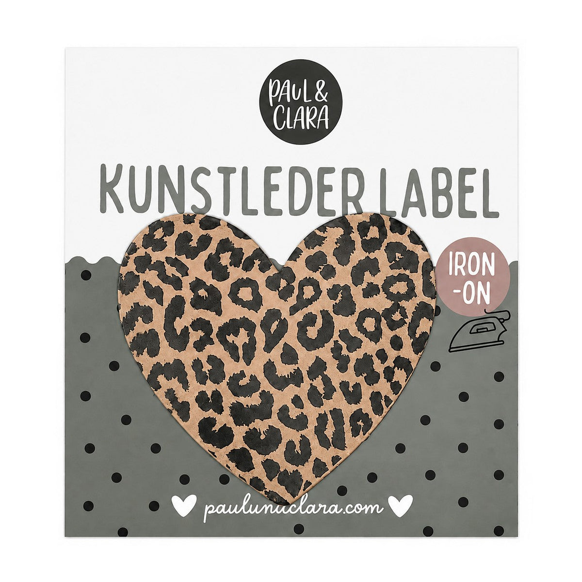Paul und Clara Kunstleder Label XL Leo (Iron-On)