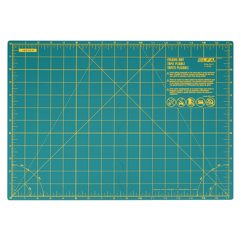 OLFA Faltbare Schneidematte A3 (Maß der Matte 45 x 32 cm Skalierung in inch)