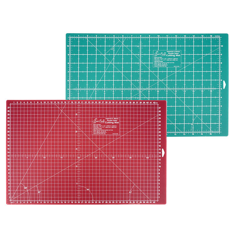 Sew Easy Schneidematte A3 grün-dunkelrot (47 x 30,4 cm/Skalierung cm und inch)
