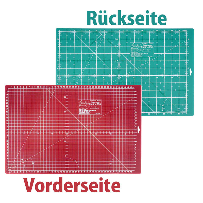 Sew Easy Schneidematte A3 grün-dunkelrot (47 x 30,4 cm/Skalierung cm und inch)